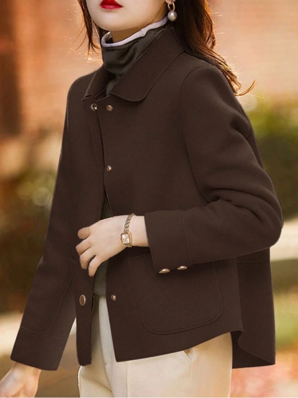 Classic Women's Brown Wool-Blend Jacket